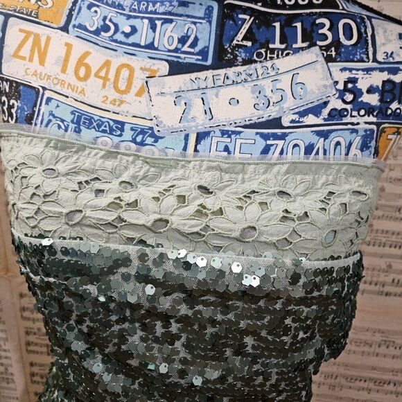 Annarita N NWT Seafoam Green Sequin Strapless Dress Small - Picture 14 of 15